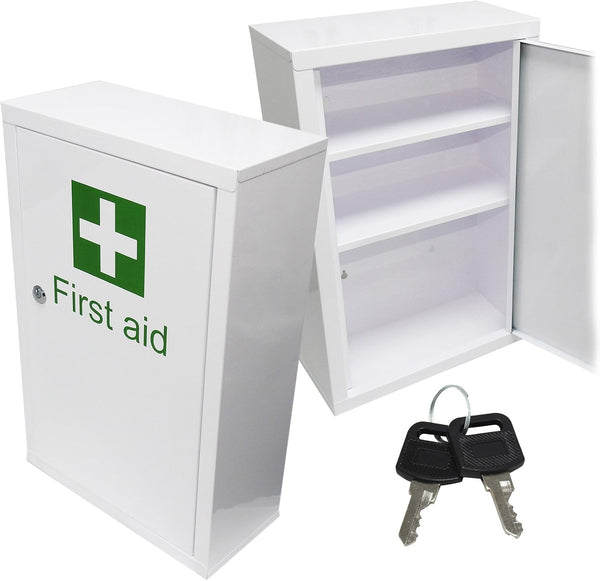 Large Medicine First Aid Medical Wall Mount Cabinet Cupboard Locker plus Keys, 1 Kg