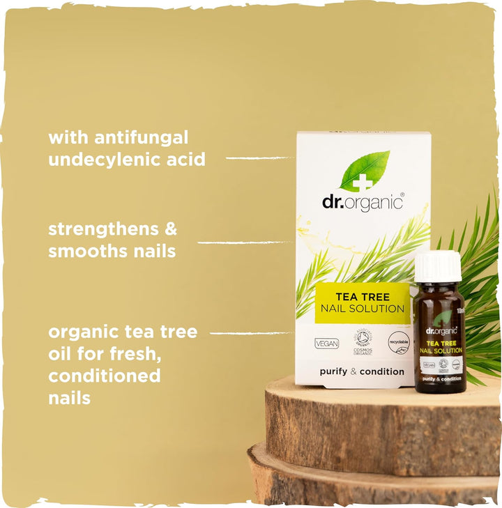 Tea Tree Nail Solution, Purifying, Conditioning , Mens, Womens, Natural, Vegan, Cruelty-Free, Paraben & Sls-Free, Recyclable & Recycled Ocean Bound Plastic, Certified Organic, 10Ml