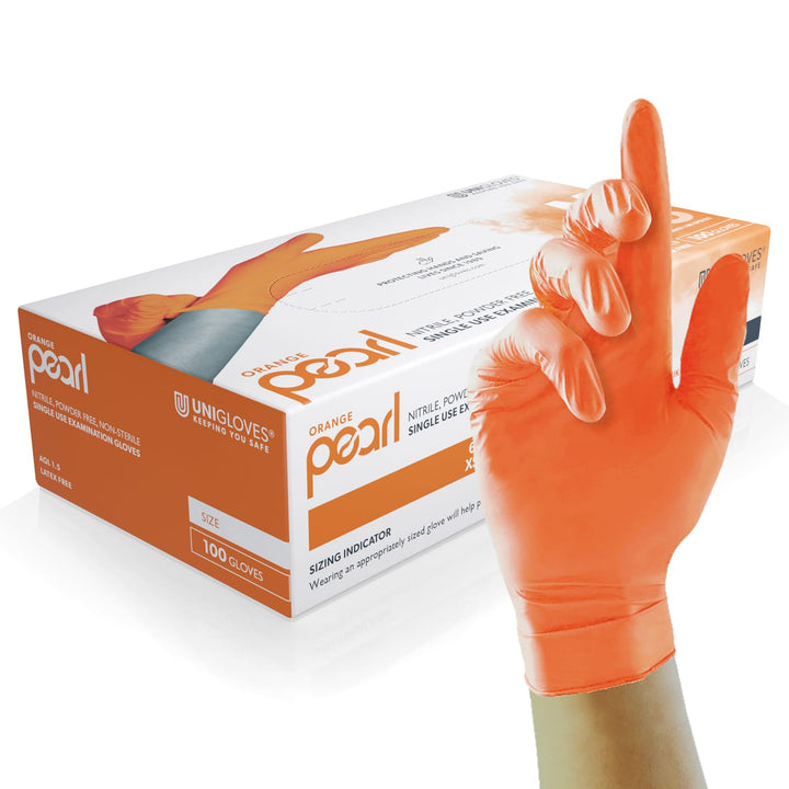 White Pearl Nitrile Examination Gloves - Multipurpose, Powder Free and Latex Free Disposable Gloves - Box of 100 Gloves, White, Medium (GP0023)