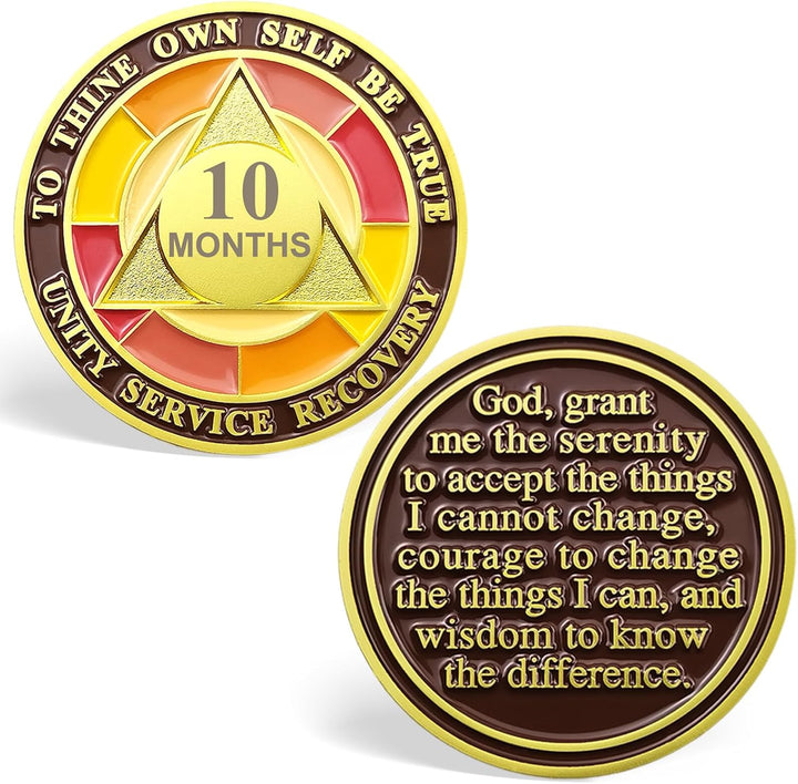 24 Hour Sobriety Chips, Tri-Plate 24Hr Sobriety Coin - One Day AA Medallion Recovery Chips Sober Coins for Narcotics Alcoholics Anonymous Recovery Sober Gifts for Men/Women