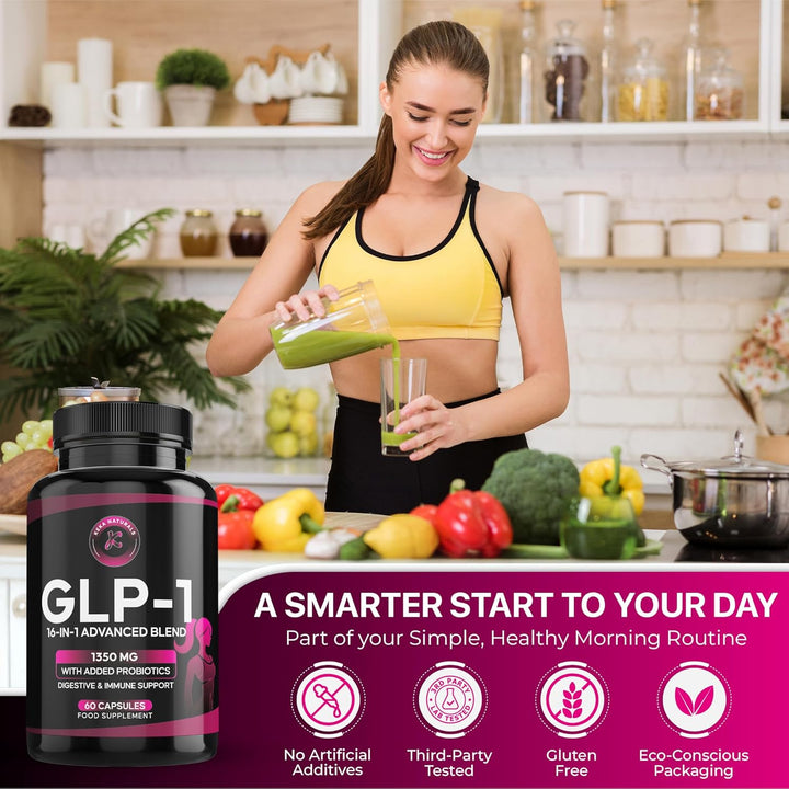 GLP-1 Support 1350Mg, Appetite & Weight Control, Gut Health Support, Natural GLP Supplement with Added Probiotics - 60 Capsules