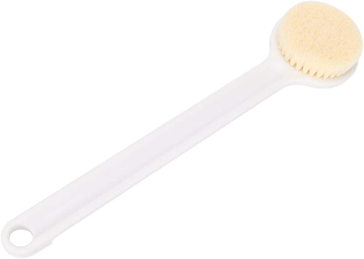 Long Handle Soft Hair Bath Brush for Deep, Exfoliating Body Scrubber & Shower Brush – Ergonomic Design for Comfort and Ease (White)