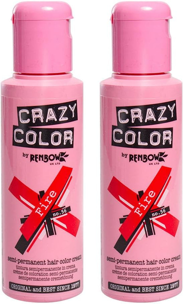 2X  Semi-Permanent Hair Dye 2X 100Ml (Fire Red)