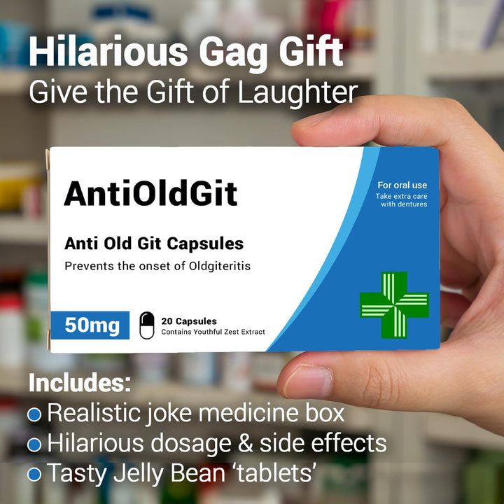 Antioldgit - Joke Pill Box - Funny Gifts for Men, Gifts for Dad, Birthday and Retirement Gifts for Men, Gifts for Grandad, Dad Birthday Gift