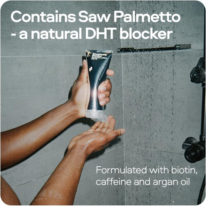 Hair Growth Shampoo for Men. DHT Blocker. Thickening Formula Promotes Strong & Thick Regrowth. Contains Saw Palmetto, Argan Oil, Caffeine, & Rosemary. 3 Month Supply. Made in Europe.