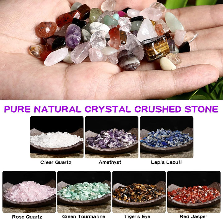 Healing Crystal for Beginners 7 Chakra Crystal Set,23 Pcs Healing Crystal Wiccan Reiki Gift,3 Types of Gemstones,Natural Gemstones,Raw Stones,Crystal Gravel with Instruction
