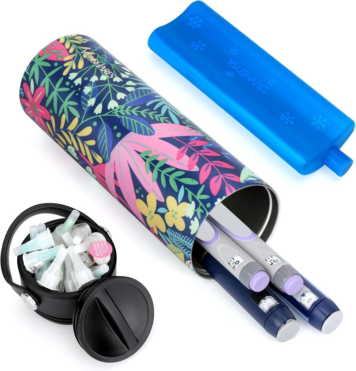 Insulin Cooler Travel Case - Handy Medication Insulated Diabetic Carrying Cooling Bag for Insulin Pen, Glucose Meter and Diabetic Supplies with 3 Cooler Ice Pack (Black)