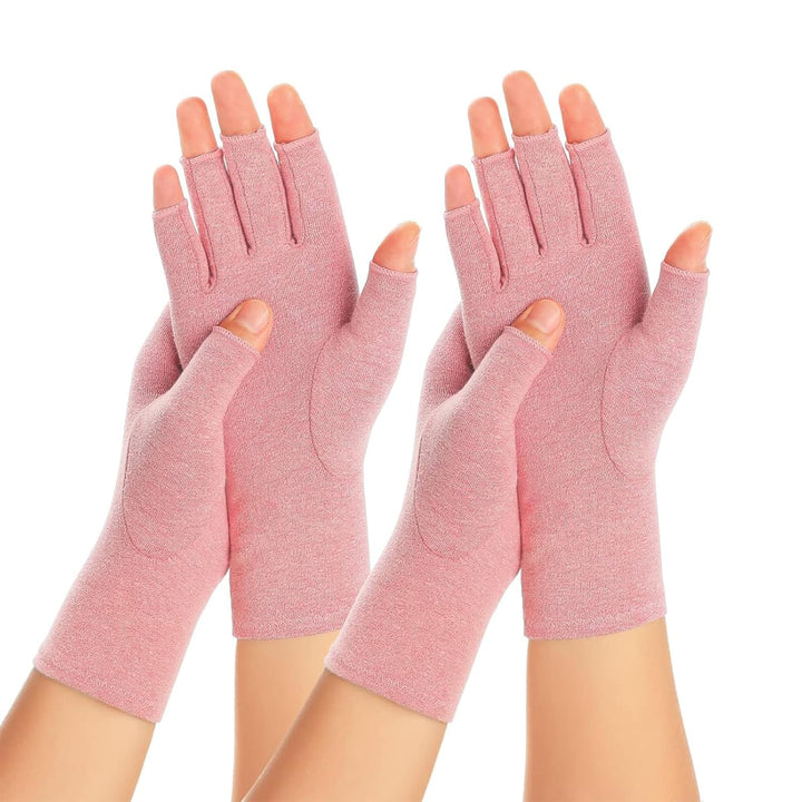 2 Pairs Compression Gloves for Women and Men, Bamboo Arthritis Fingerless Gloves for Pain Relief