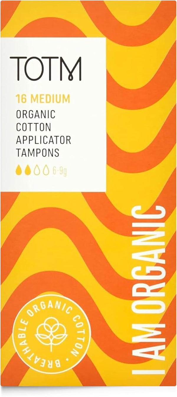 Organic Tampons with Biodegradable Cardboard Applicator | Medium Pack of 16 | Made from Cotton | Soft & Sustainable Natural Tampons for Leak-Free Comfort