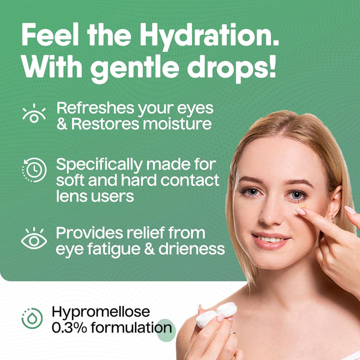 Contact Lens 0.3% Eye Drops | Specially Crafted Advanced Formula for Contact Lens Users | Soothing & Lubricating | Restores Eye Moisture & Clear Vision | 10Ml