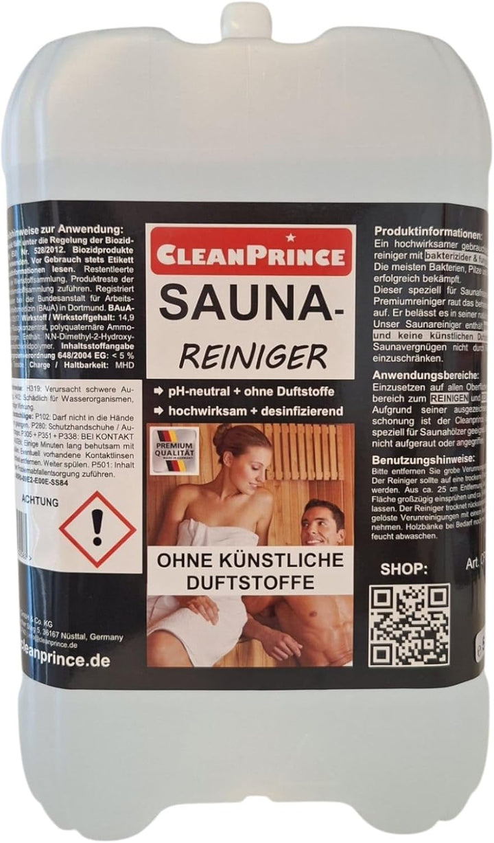 Sauna-Cleaners Liquid 5 Liter Saunaholzreiniger Wood Cleaner Disinfection Sauna Saunadesinfektion Right Away Ready to Use Refill Canister