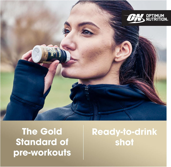 Gold Standard Pre-Workout Energy Shot, Ready to Drink Food Supplement with Beta Alanine, Caffeine, Performelon Boost and Vitamin B6 and B12, Lemon Lime Flavour, 12-Pack, 12 X 60 Ml
