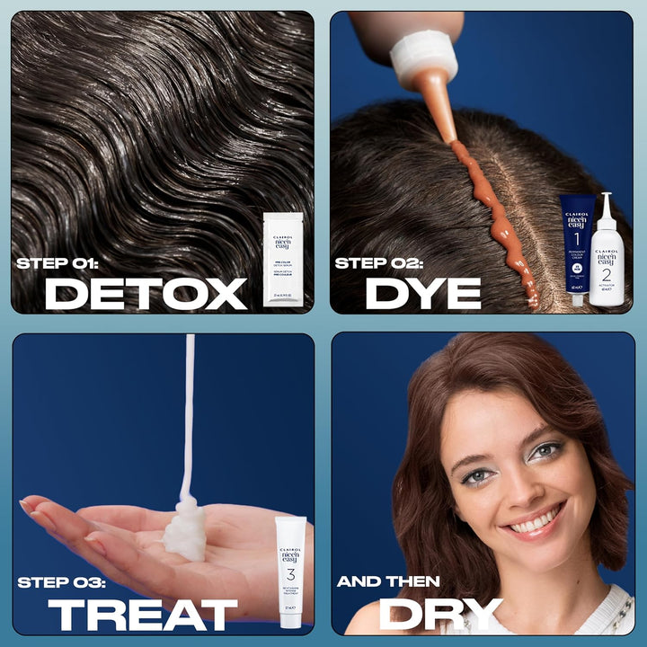 Nice N’ Easy Pure Brunettes Hair Colour | Pure and Rich Brown Tones | Smooth, Natural Hair Colour | with Pre-Colour Serum | 100% Grey Coverage | 6.5PB Lightest Latte Brown| Permanent Hair Dye