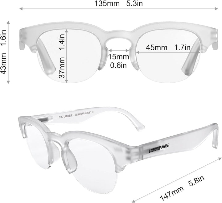 ® Courier Fashion Glasses | Zero’S with Clear Lenses | Modern Vintage Browline Frames | Men’S Women’S Unisex | Spring Hinges