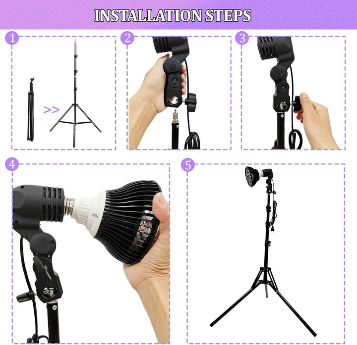 Tanning Lamp 54 W Sun Lamp for Face and Body with 18Pcs Leds and Eye Mask & Tripod Home Sunbathing Self Tanning Device Tanning Daylight for Home Solarium (AAA)