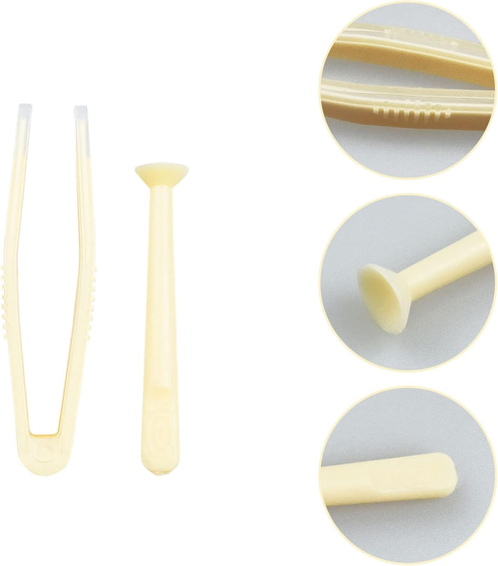 4 Pack Contact Lens Remover and Inserter Tool for Soft Lenses, Portable Contact Lens Applicator with Tweezers & Storage Case for Outgoing, Travelling - White & Yellow
