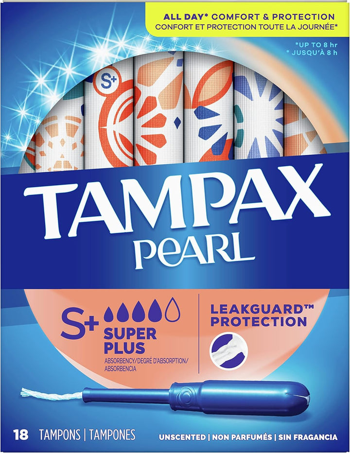Pearl Tampons with Plastic Applicator, Super plus Absorbency, Unscented, 18 Count