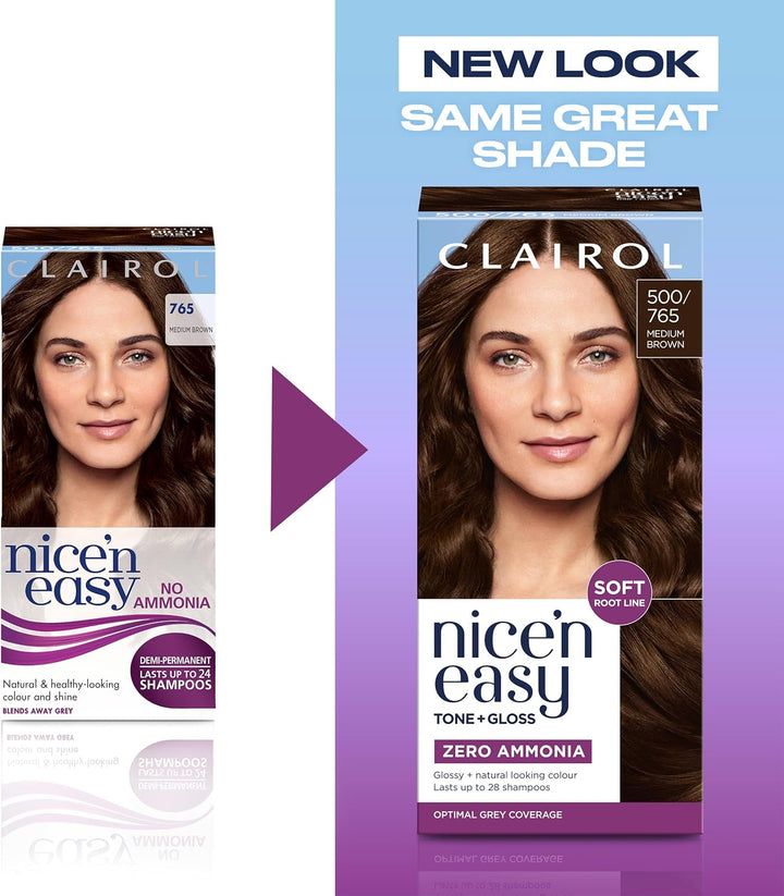 Nice'N Easy Tone+Gloss Semi Permanent Hair Dye - 500/765 Medium Brown