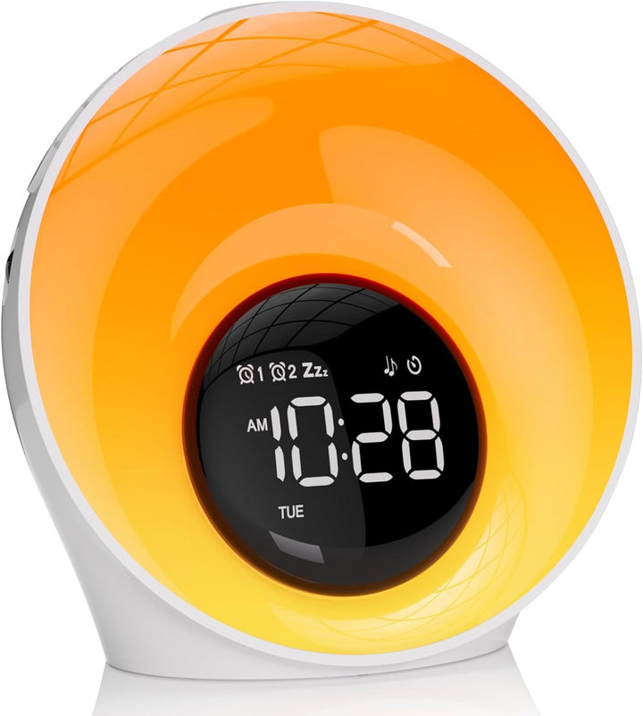Wake up Light Sunrise Alarm Clock,White Noise Sound Machine with 30 Soothing Sounds,Timer,Sleep Aid,Snooze,Adjustable Brightness & Volume Lamp,Dual Digital Alarm Clocks for Heavy Sleepers Adults Kids