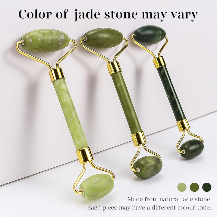 Gua Sha Set and Jade Roller, Jade Gua Sha & Face Rollers for Women, Self Care Gifts for Women, Body Muscle Relaxing, Improve Eye Puffiness, Skin Care Gift