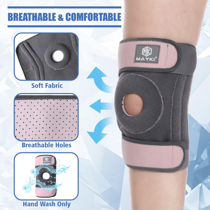 Knee Brace with Patella Gel Pad for Women 1 PCS, Adjustable Breathable Knee Supports for Arthritis/Ligament Damage, Running/Weight Lifting