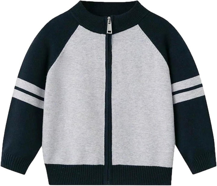 Boys Sweater Cardigan Zip up Knit Jacket Top Outerwear Casual Outfits for Toddlers and Kids