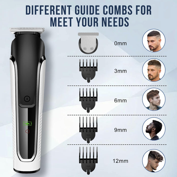 Beard Trimmer Men, Hair Clippers Men, All-In-One Men'S Grooming Kit with Nose and Ear Trimmer, Detail Trimmer, IPX6 Waterproof Professional Cordless Hair Clipper with 4 Limit Combs