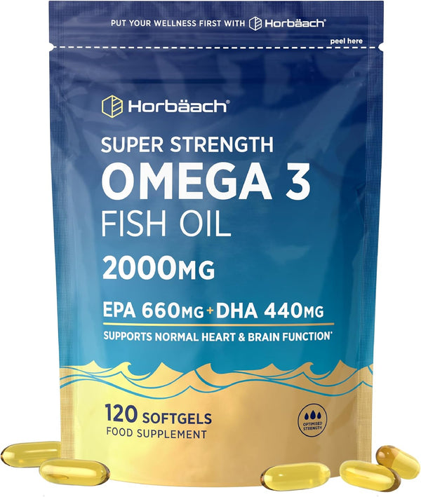 Omega 3 Capsules High Strength 2000Mg with 660Mg of EPA and 440Mg of DHA | 120 Softgels | Natural Source of Omega 3 Fish Oil | by