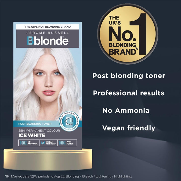 Bblonde Ice White Post Blonding Toner - Semi Permanent Hair Dye Kit for Pre Lightened & Blonde Hair with Brazil Nut Oil, No Ammonia & Vegan