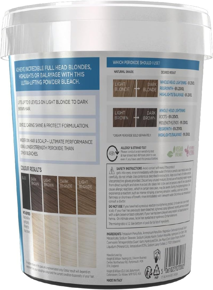 Colour Freedom Professional Ultra High Lift Hair Bleach Powder, White Blonde, 500G, up to 9 Levels of Lift
