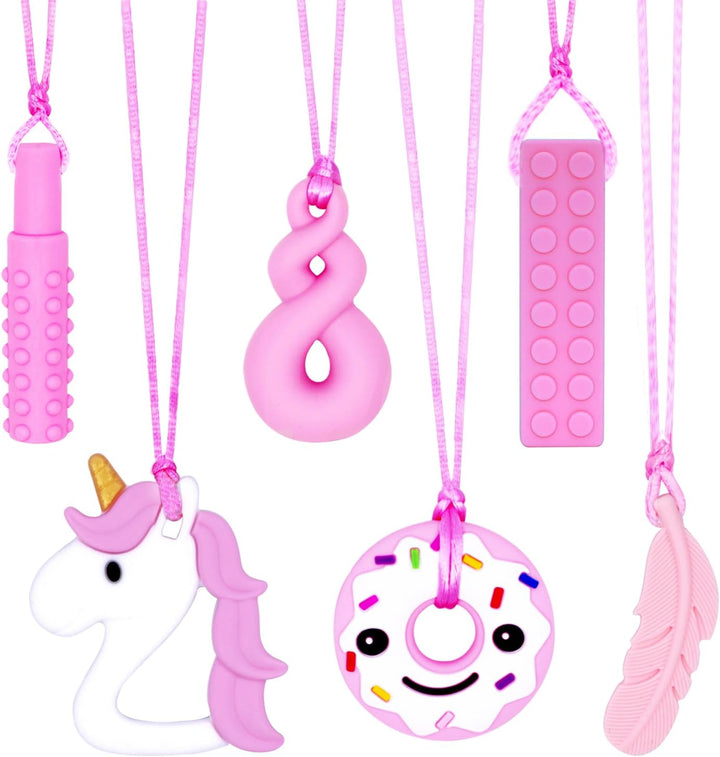 Sensory Chew Necklaces 6 Pack, Chew Toys for Autistic Children with ADHD, SPD, Chewing, Teething or Special Needs, Autism Chew Toys Necklace for Adult Reduce Anxiety Fidgeting