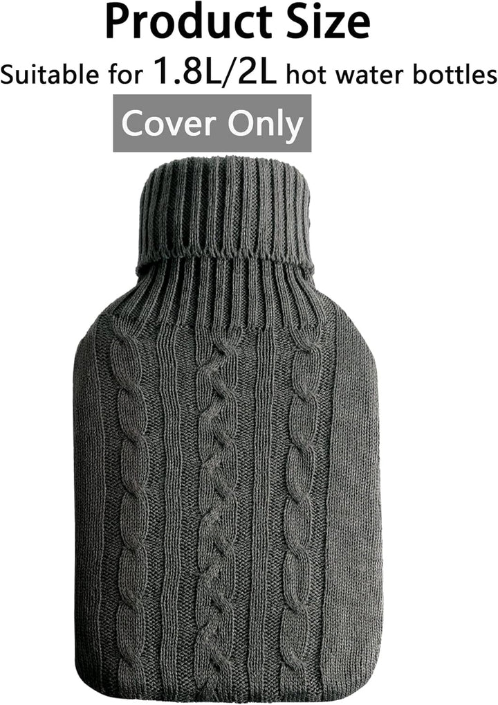Hot Water Bottle Cover Only, Knitted Cover (Cover Only), Grey
