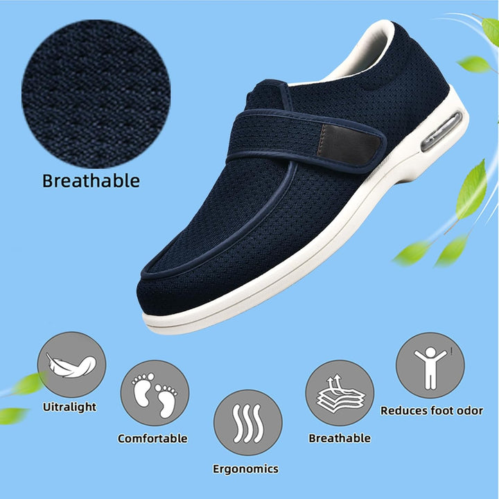 Extra Wide Fit Diabetic Shoes,Close Wide-Fitting Touch Bar-Strap Slippers Adjustable Hook and Loop Comfy Swollen Feet Shoe,