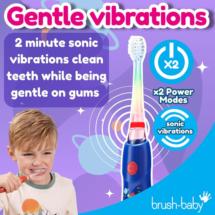 - Rocket Kidzsonic Kids Electric Toothbrush, 3+ Years - Deepclean Bristles, Suction Base - Fun Design with Flashing Disco Lights - 2 X Replacement Heads & 1 X AAA Battery