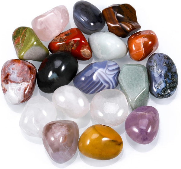 18 Pcs Healing Crystal Stones, Natural Gemstones Healing Crystal Gifts Palm Stones Reiki Chakra Crystals, Lucky Polished Pocket Stone for Anxiety Stress Relief, Balancing Yoga, Meditation