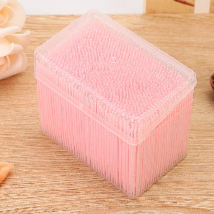 Double Head Teeth Cleaning Toothpick Oral Care Floss Pick 1100Pcs Box for Large Tooth Crevice (Pink)