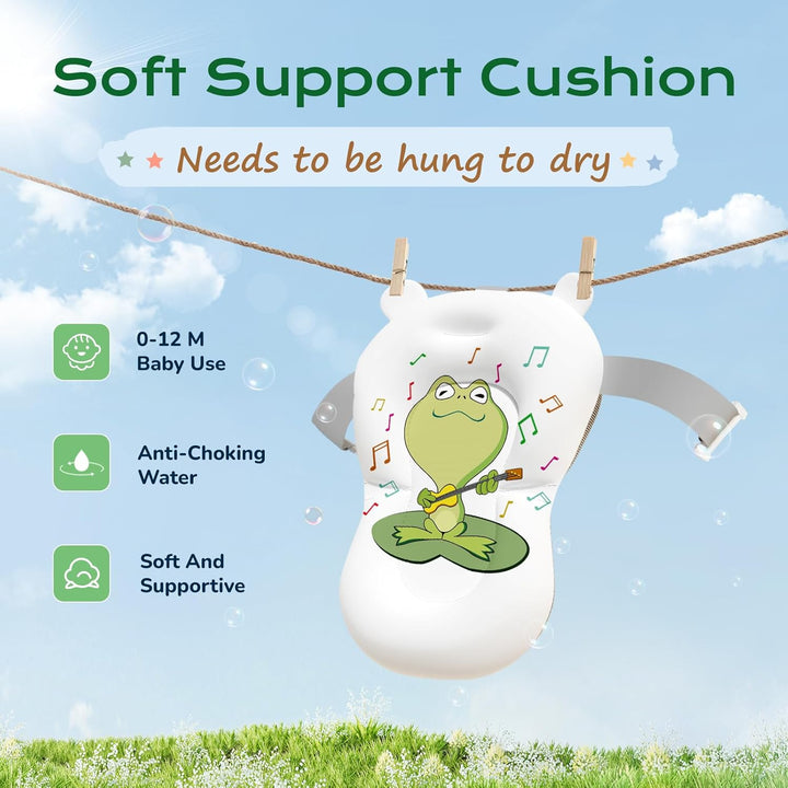 Foldable Baby Bath Tub for Newborn, Collapsible Baby Bathtub with Soft Support Cushion (0-18Months), Baby Shower for Infant to Toddler Gift, Travel Outdoor Design (Green)