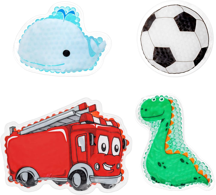 Girls Hot and Cold Packs (Set of 4) - Kids Reusable Heat and Ice Gel Pack Set - Koala/Alpaca/Mermaid/Dinosaur