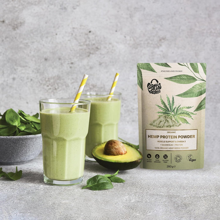 Organic Hemp Protein Powder 280G Natural - Unflavoured, Vegan - Gluten-Free - Plant-Based - High-Fibre - Rich in Omega 3 - Dairy-Free
