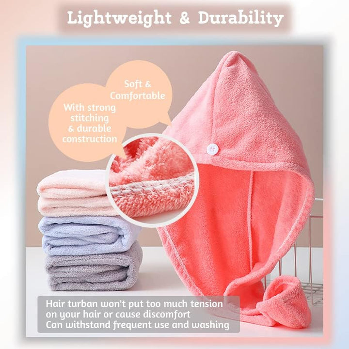 Microfiber Hair Towel Wrap | Super Absorbent Hair Turbans for Quick Dry, Grey