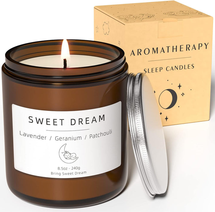 Sleep Candles Gifts for Women, Lavender Scented Candles Gift Set for Anxiety, Lavender Promotes Sleep, Chamomile Relieves Stress, Relaxation Gifts for Women