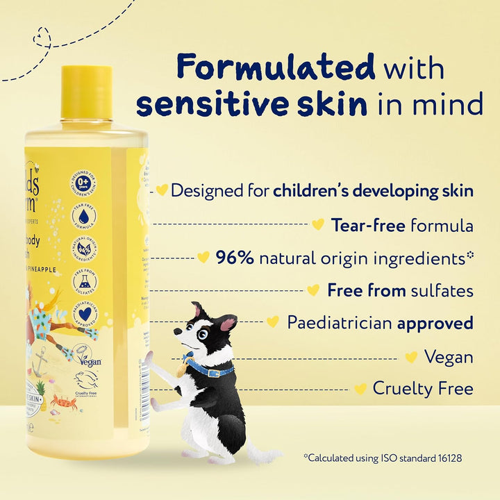 Kids Hair & Body Wash, Watermelon & Pineapple | Tear-Free, Gently Cleanses | Suitable for Dry, Sensitive Skin, 500Ml