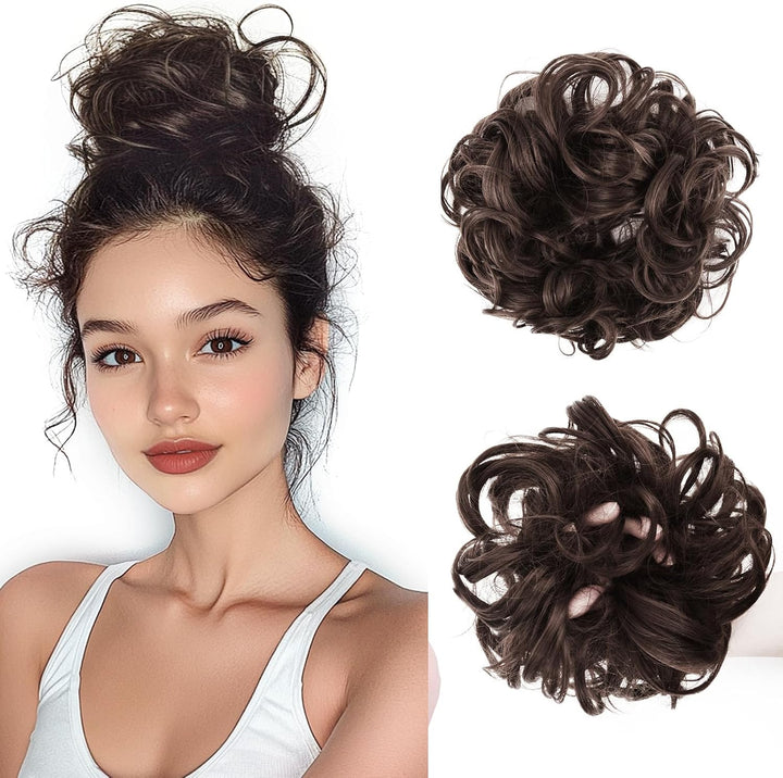 Messy Bun Hair Piece for Women,Curly Wavy Hair Scrunchies Bun Extensions Hairpieces,Synthetic Hair Chignons Accessories Updo for Girls(18/22#,35G)