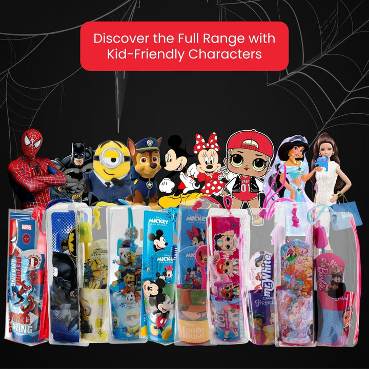 Marvel Spiderman Kids Toothbrush Set - Soft-Bristle Toothbrush with Suction Cup & Protective Cap, Mint-Flavoured Toothpaste, and Multi-Purpose Beaker | Travel-Ready Oral Care Kit for Children Ages 3+