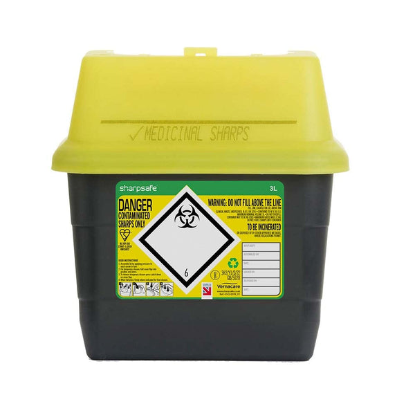 3 Litre 5Th Generation Yellow/Grey -Sharps Bin Clinical Waste Disposal