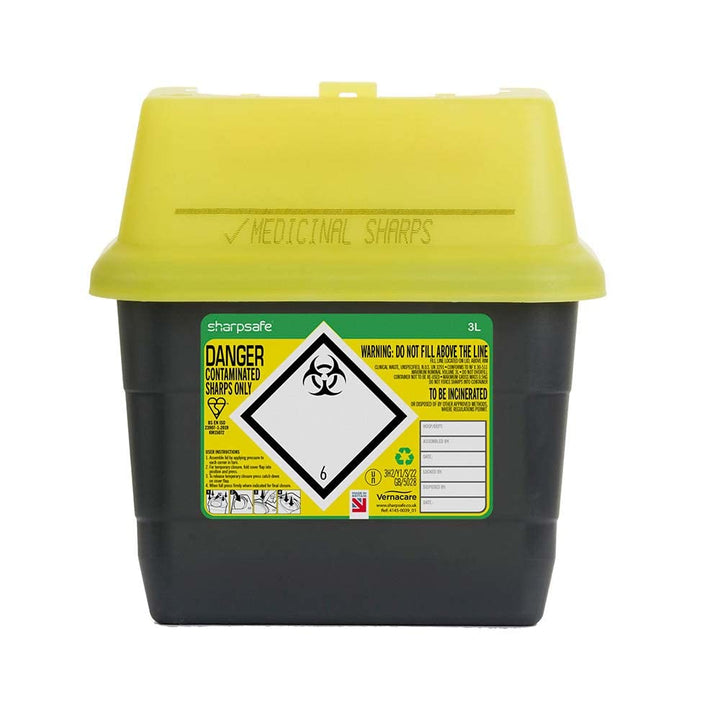 3 Litre 5Th Generation Yellow/Grey -Sharps Bin Clinical Waste Disposal