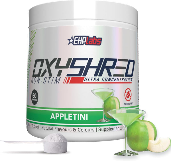 Oxyshred Non Stimulant Thermogenic Pre Workout Powder & Shredding Supplement - Pre Workout Powder with L Glutamine & Acetyl L Carnitine, Energy Boost Drink - Appletini, 60 Servings