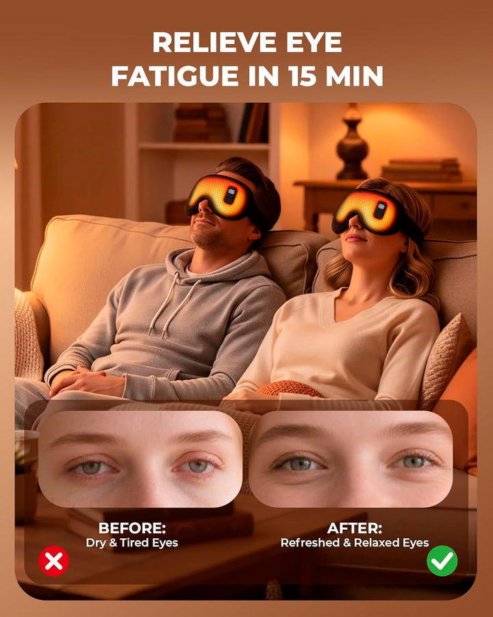 Heated Eye Mask: Cordless Warm Eye Compress - Rechargeable Silk Sleep Mask for Sleep Travel Office - Moist-Warming Mask with Adjustable Heat & Timer Washable Cover, Gift for Women Men Thermal Pillows