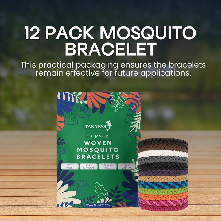 12 Pack Mosquito Repellent Bracelet - Long-Lasting Insect & Mosquito Bands, Deet-Free Insect Repellent Bracelet for Kids & Adults, Travel & Holiday Essentials for Outdoor Protection