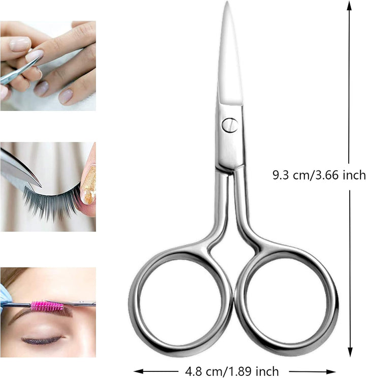 Stainless Steel Facial Hair Scissors - Small Straight Tip Scissors for Eyebrows, Nose, Moustache, Beard & Eyelash